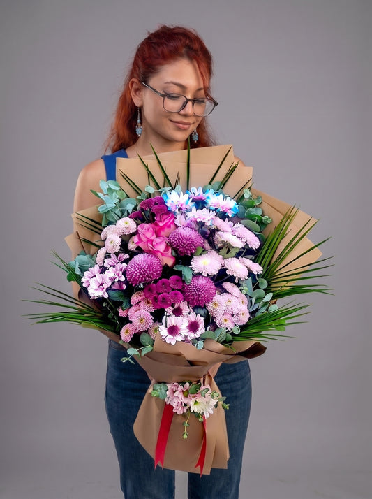 Royal Pastel Symphony Premium Lila Gül ve Anastasia Krizantem Buketi – Ankara çiçek siparişi