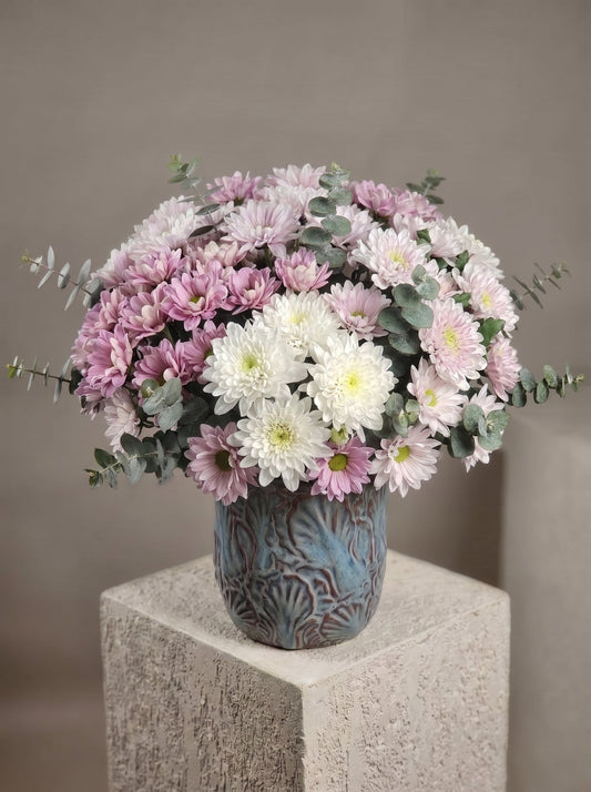 Blush Nordic Harmony: Pastel Krizantemlerin Zarafetini Yaşam Alanlarına Taşıyın