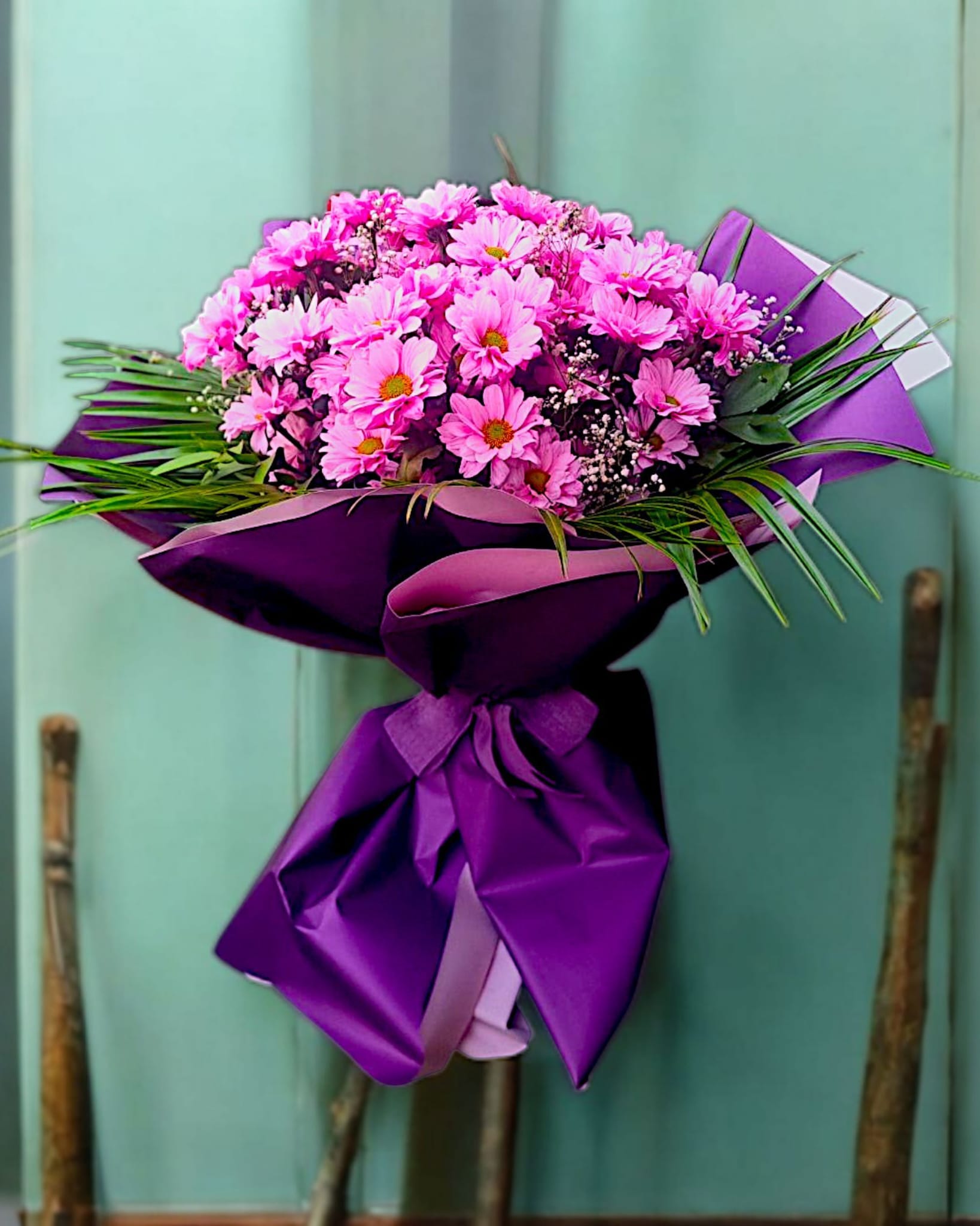 Purple Delight 7 Dal Pembe Krizantem Buketi - Çiçeklendir
