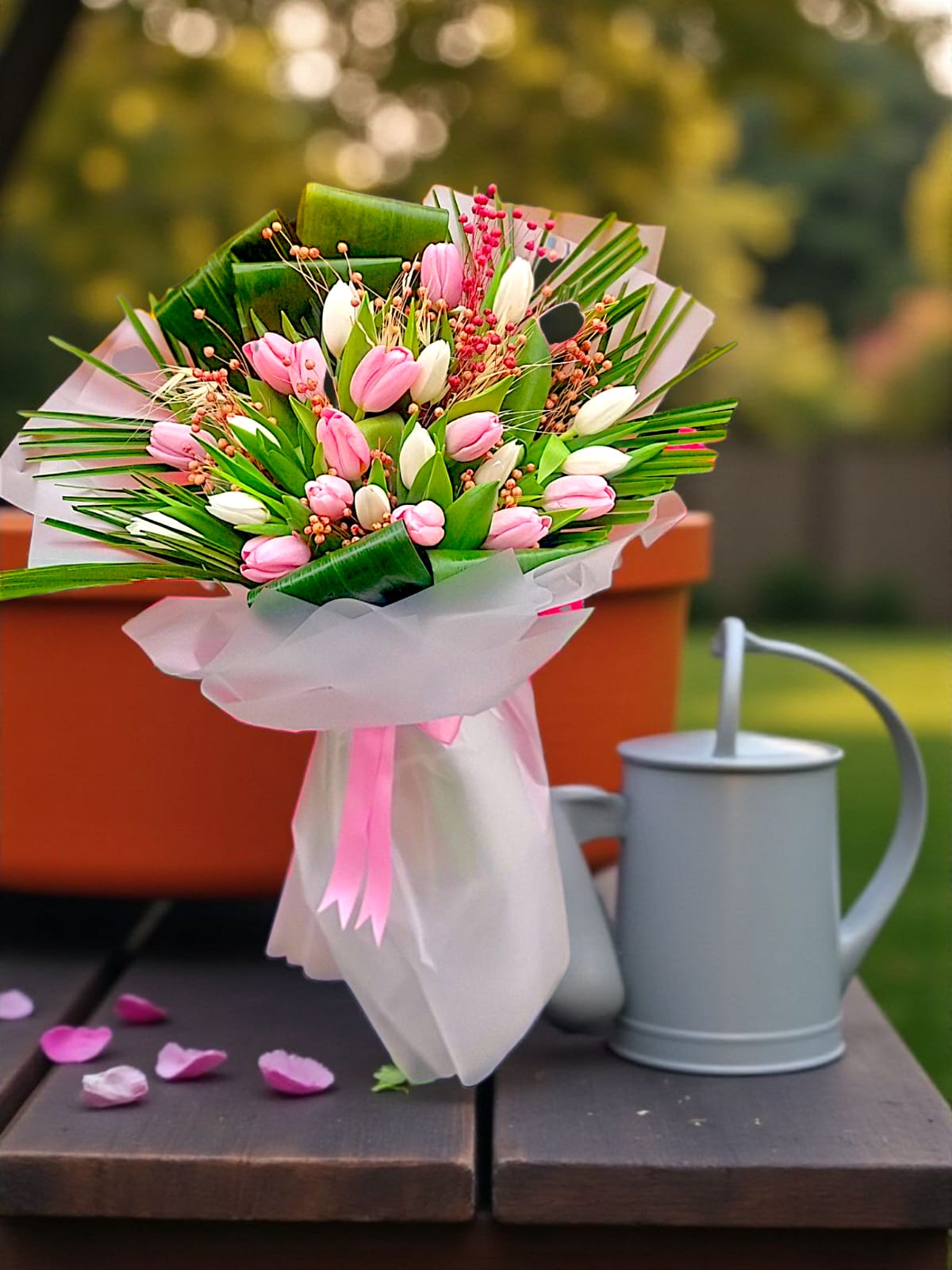 Tulip Whisper Pembe&Beyaz Lale Buketi - Çiçeklendir