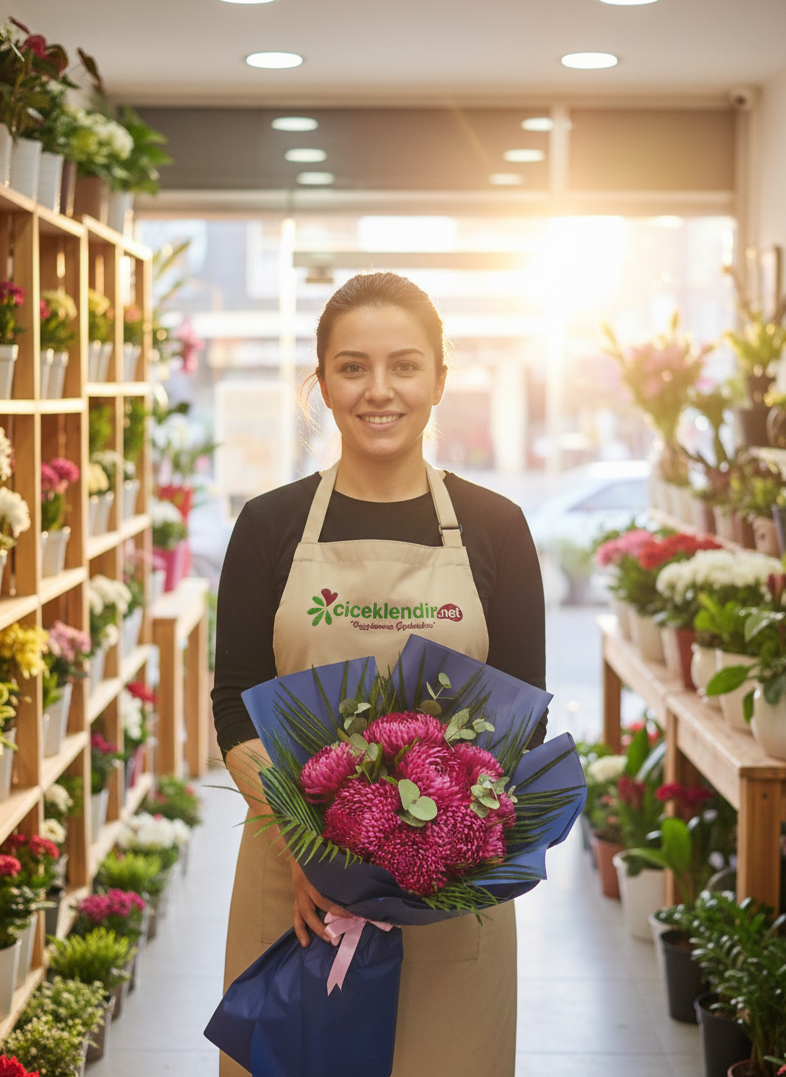 Fuchsia Chrysanthemum Bouquet  Fuşya Krizantem Buketi