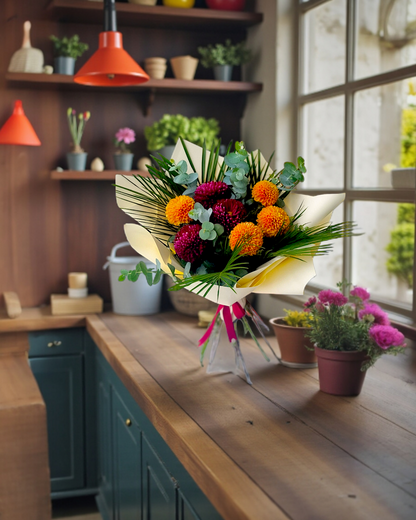 Autumn Glow Bouquet Turuncu&Bordo Anastasia Buketi - Çiçeklendir