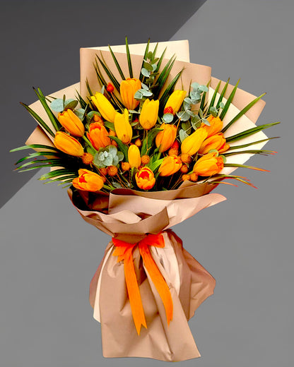 Golden Sunrise Sarı&Turuncu Lale Buketi - Çiçeklendir