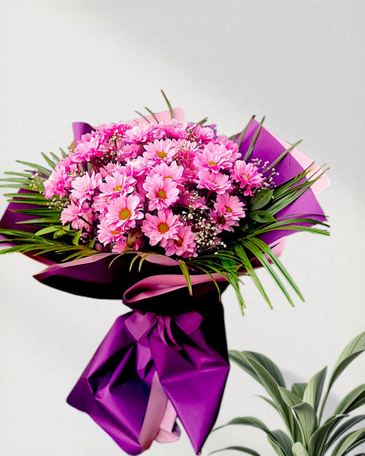 Purple Delight 7 Dal Pembe Krizantem Buketi