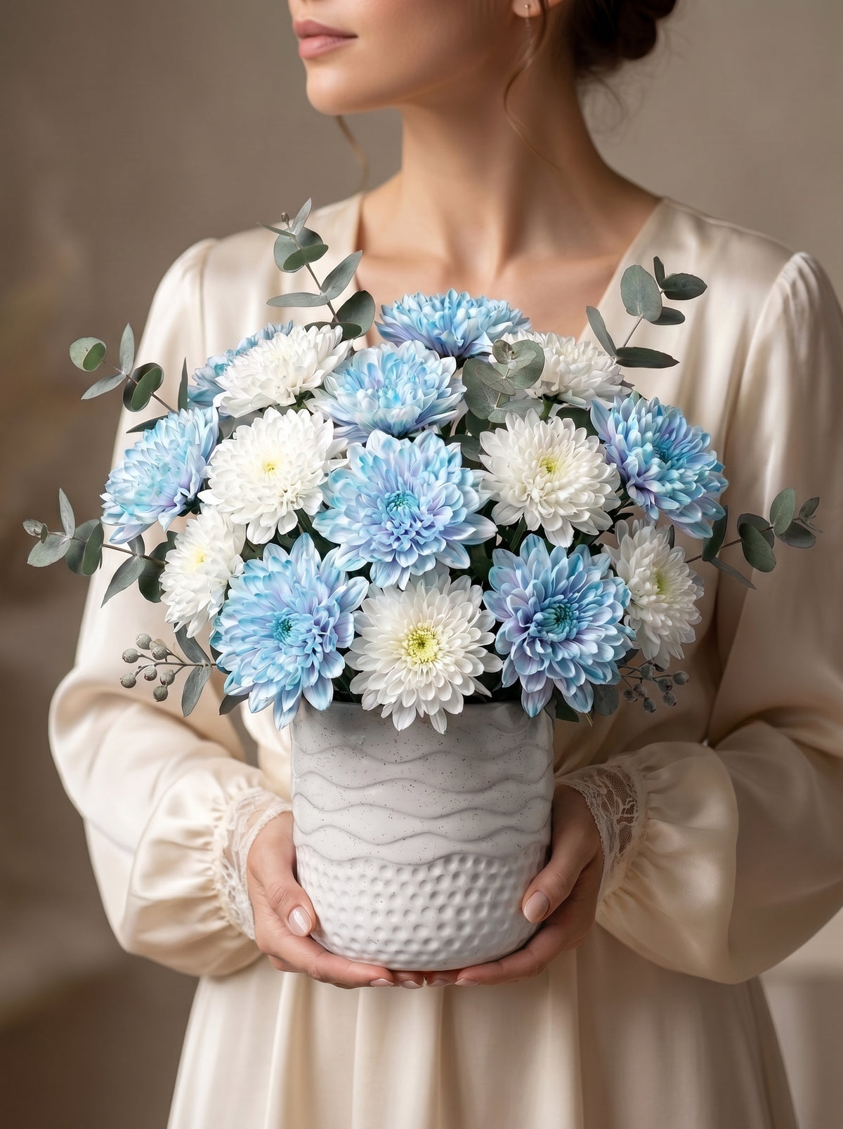 Blue Serenity Krizantem Vazolu Aranjman