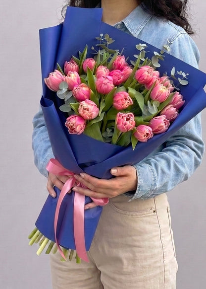 Royal Pink Tulip Elegance Pembe Katmerli Lale Buketi