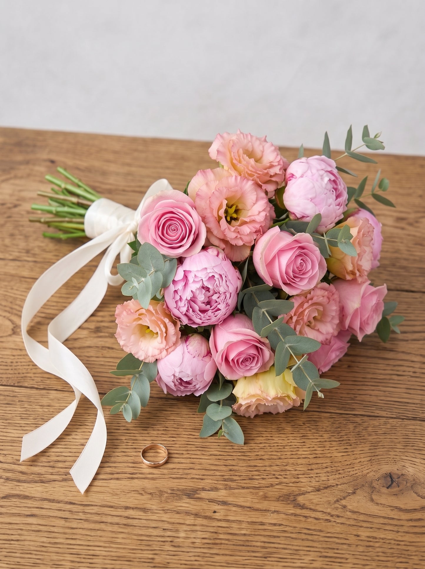 Blush Peony Elegance  Şakayık, Gül ve Lisyantus Gelin Buketi