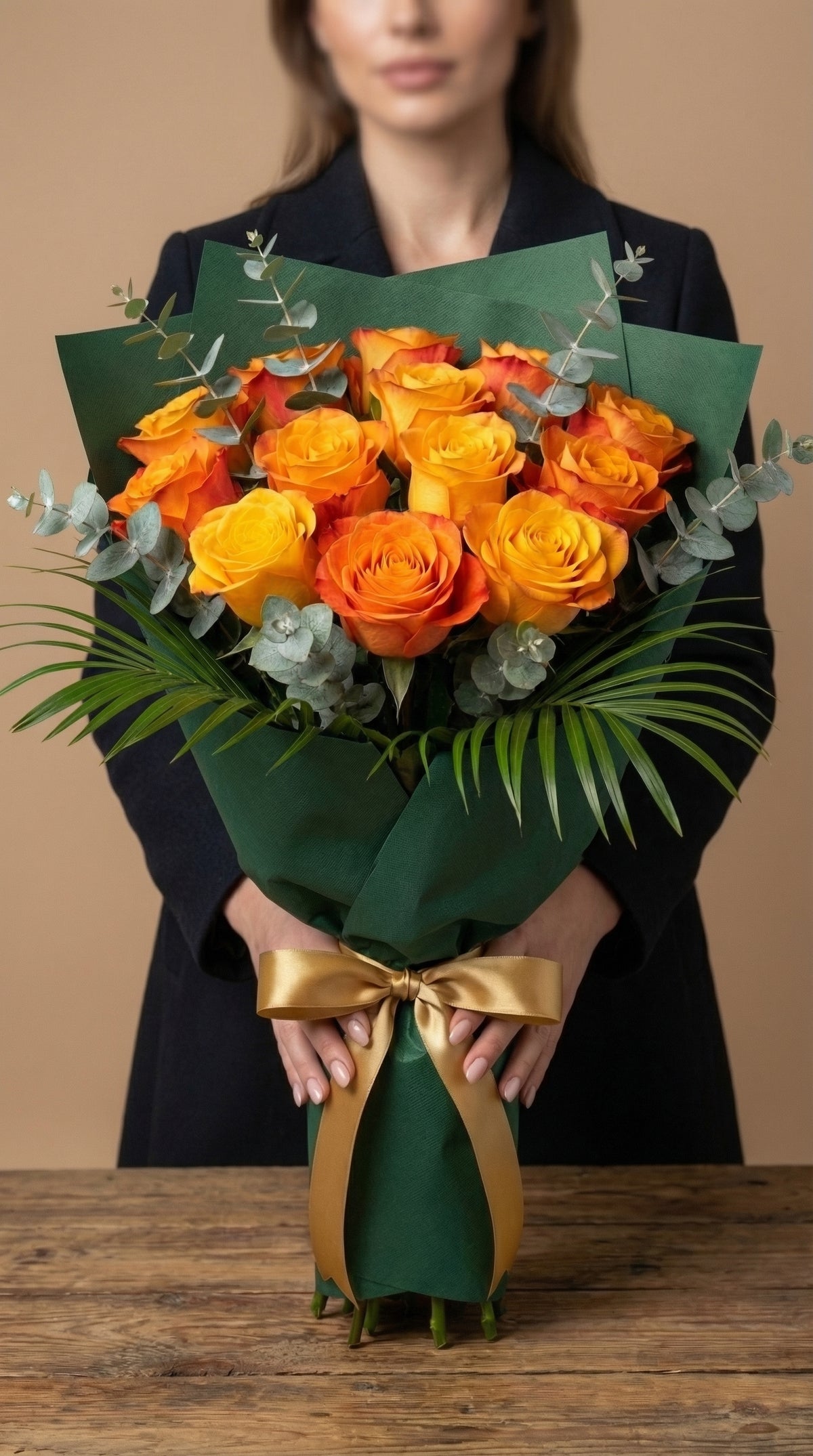 Golden Sunset Roses 13 Adet Turuncu Gül Buketi