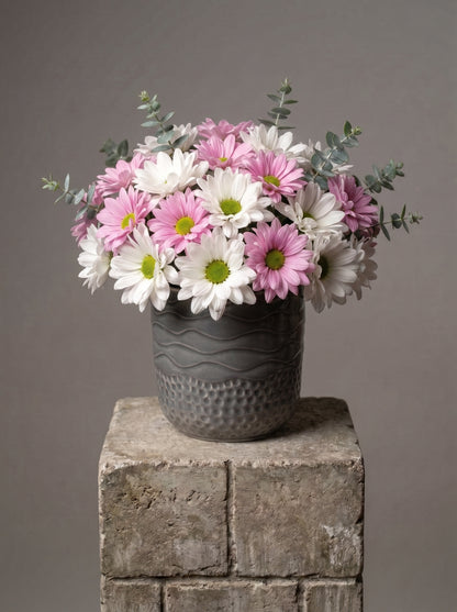 Rosy Daisy Charm  Papatya Vazolu Aranjman