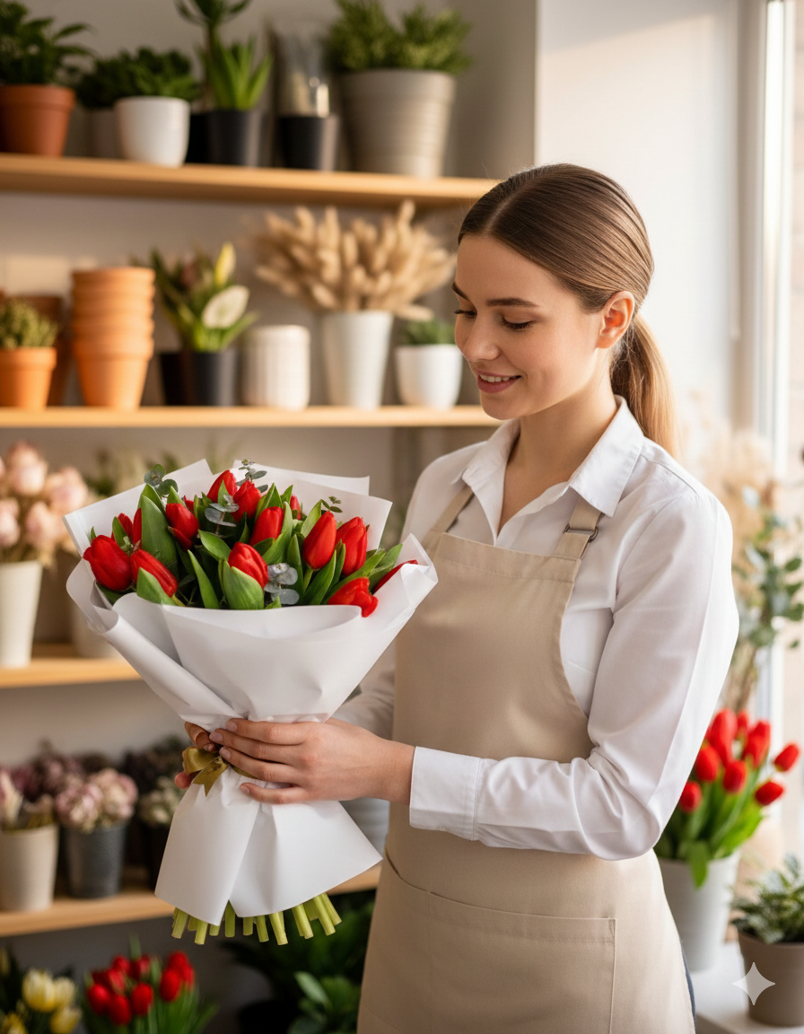 Scarlet Tulip Bloom  Kırmızı Lale Buketi