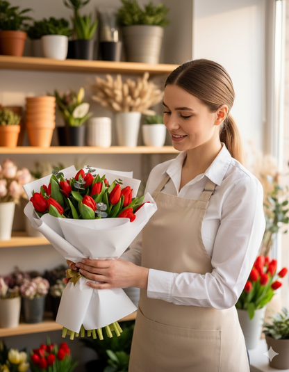 Scarlet Tulip Bloom  Kırmızı Lale Buketi - Çiçeklendir