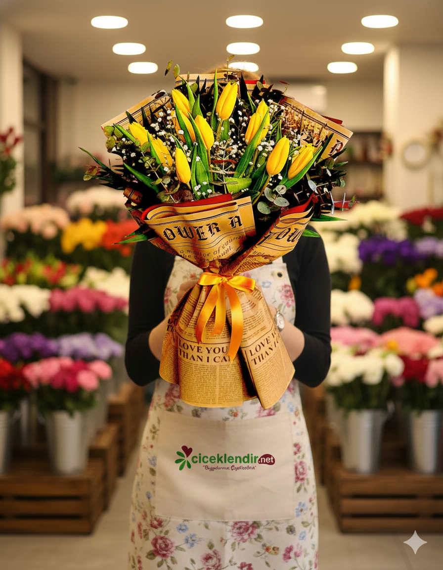 Sunny Muse 11 Adet Sarı Lale Buketi