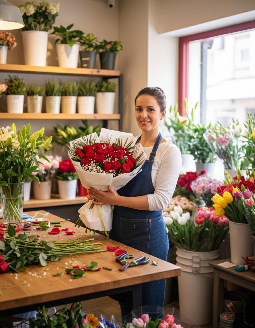 Red Bloom Elegance  41 Adet Gül Buketi