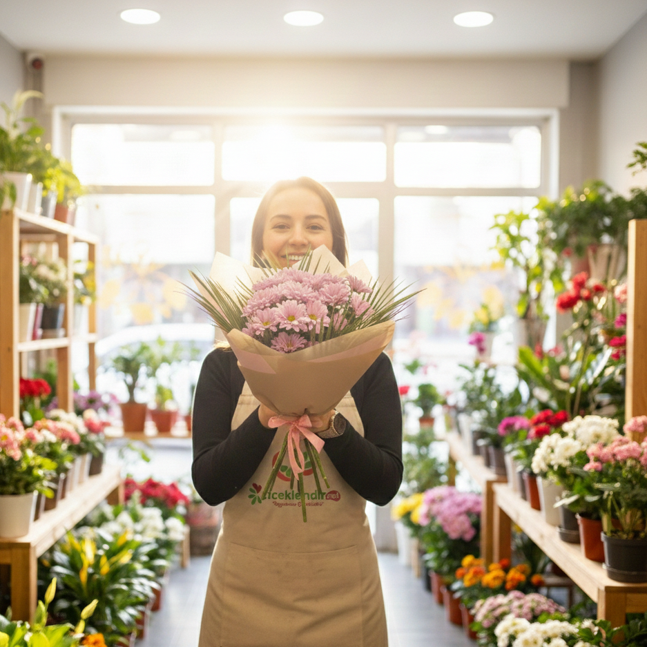 Pink Daisy Charm Pembe Papatya Buketi