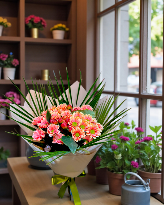 Coral Daisy Charm Mercan Papatya Buketi