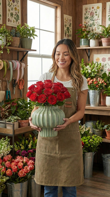 Mint Velvet Roses Mint Vazoda 29 Adet Kırmızı Gül Zarafeti