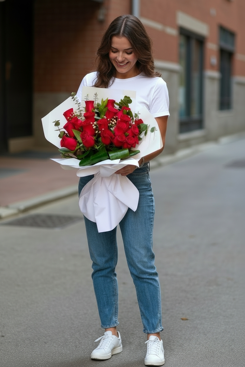Crimson Crown Roses Kırmızı Gül Buketi