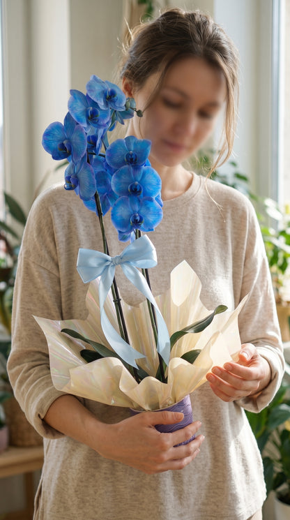 Azure Lavender Elegance  Çift Dallı Mavi Orkide