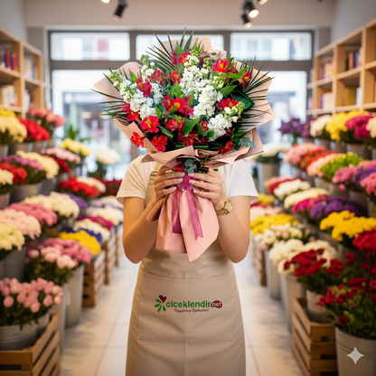 Scarlet Harmony Alstromeria & Şebboy Buketi - Çiçeklendir