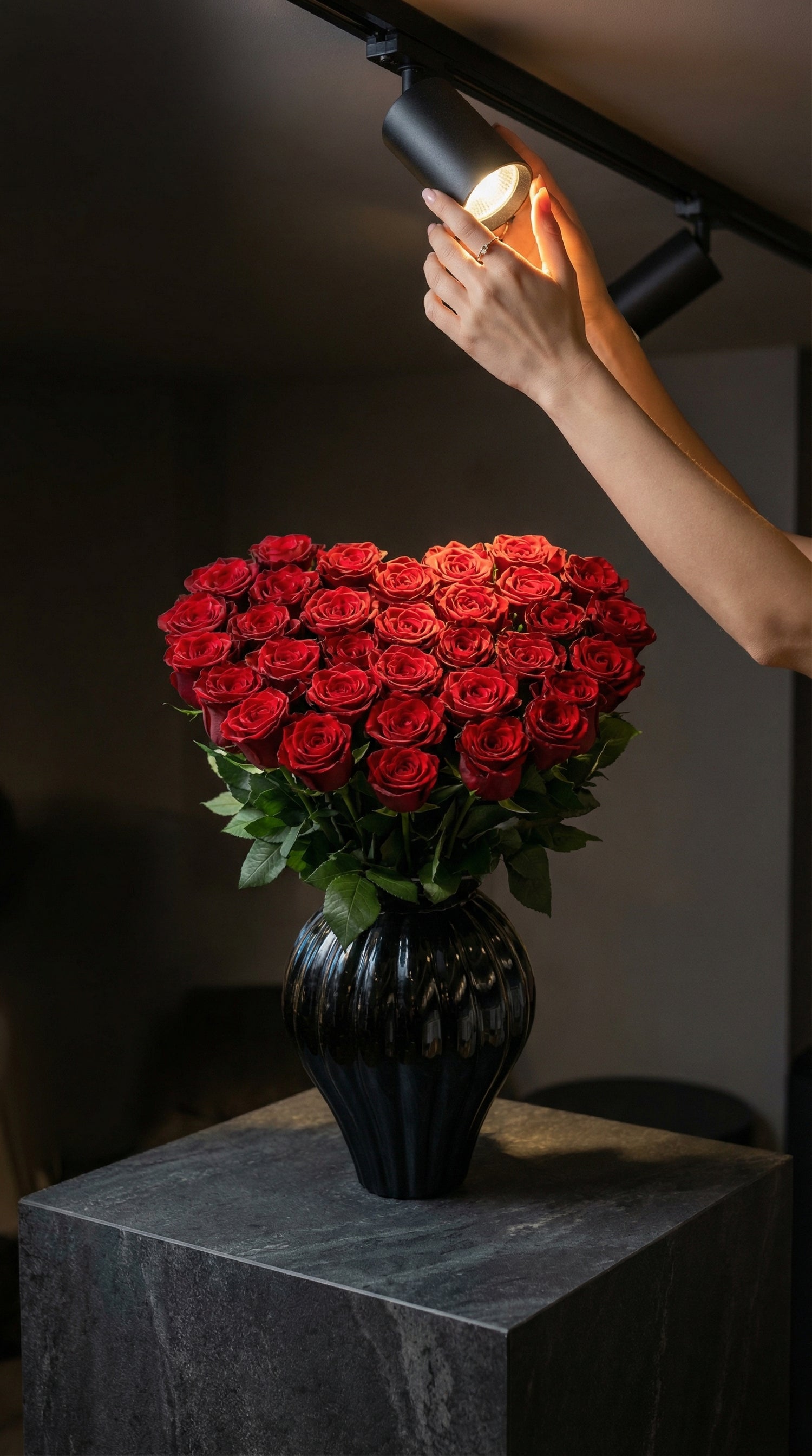 Midnight Rose Empress  Siyah Vazoda Gül İhtişamı