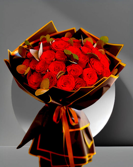 Crimson Passion Kırmızı Gül Buketi