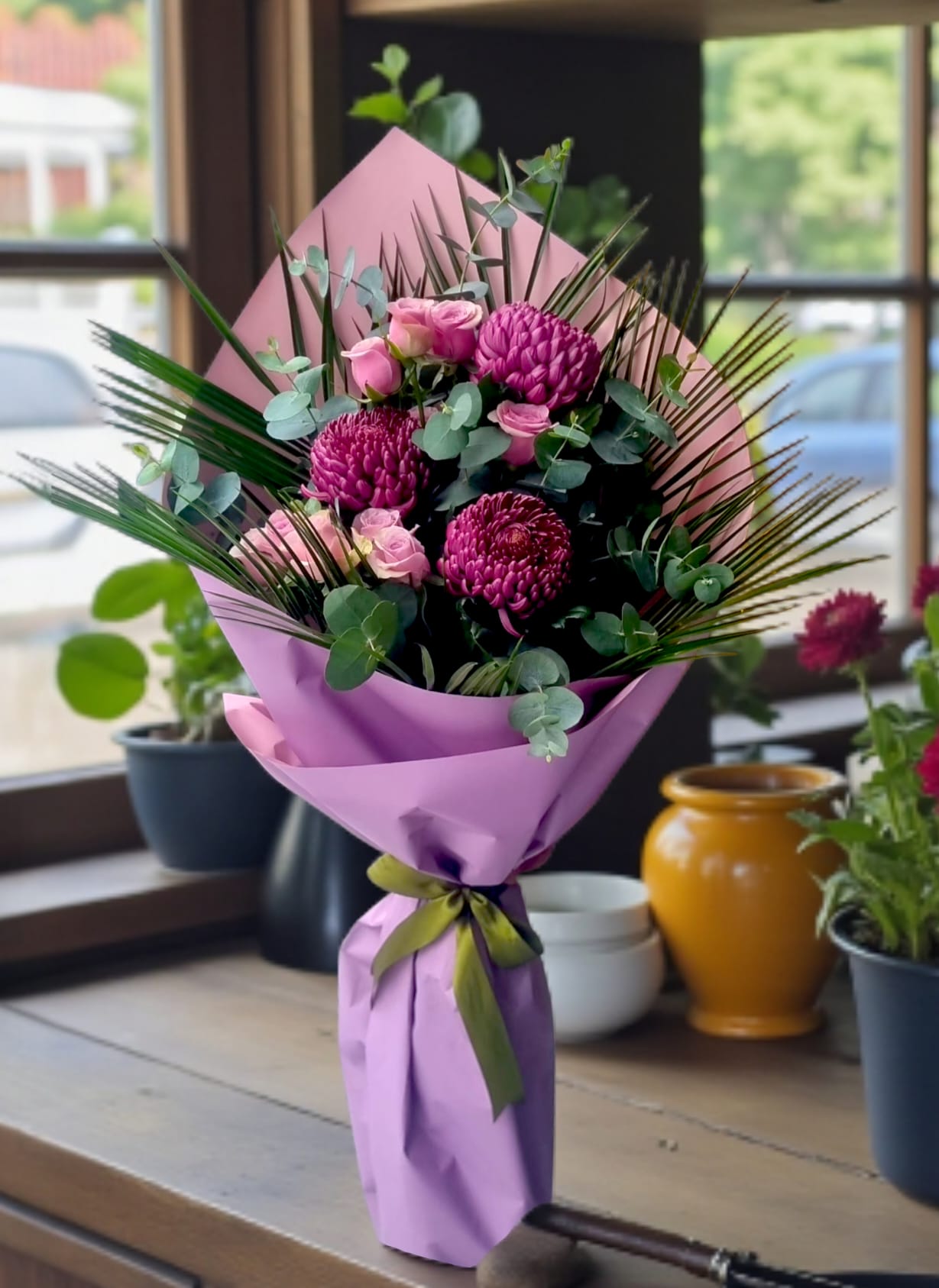 Berry Bloom Elegance Burgundy Anastasia & Pembe Gül Buketi zarif hediye – Ankara çiçekçi ayn? gün teslim