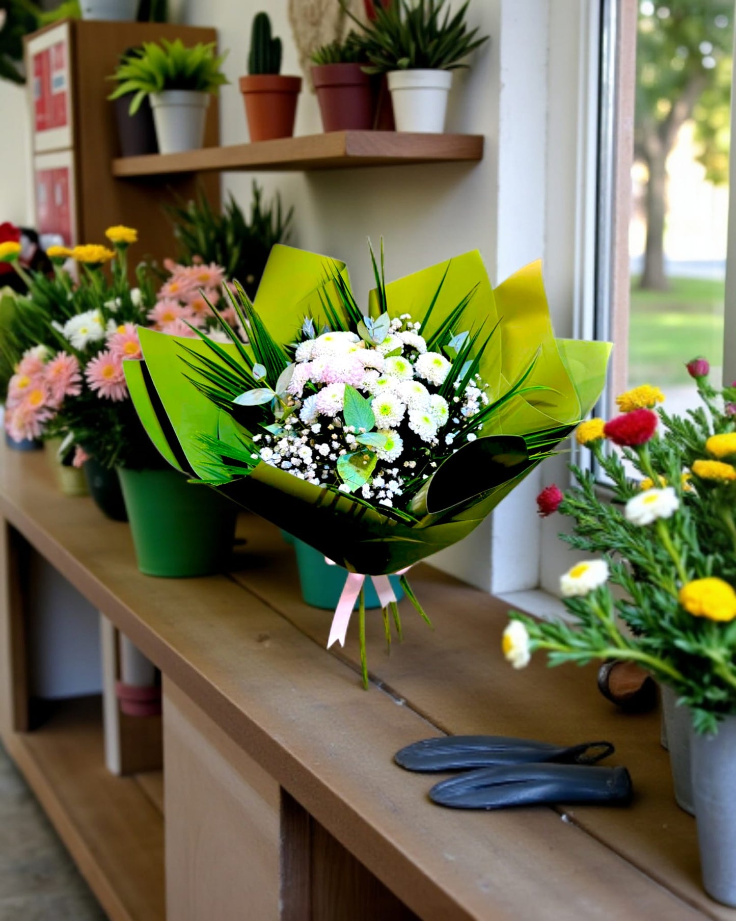 Snowy Blossom  Beyaz Çiçek Kasımpatı Buketi