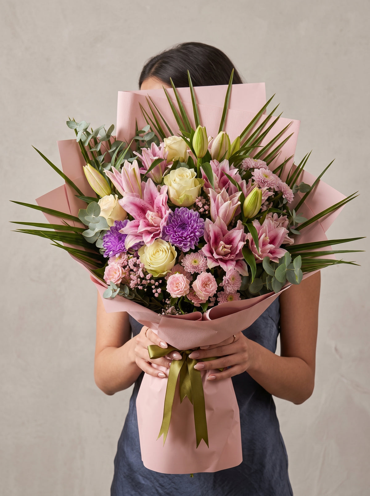 Amethyst Blush Symphony Premium Lilyum & Krizantem & Gül Buketi – Ankara çiçek siparişi, aynı gün teslim