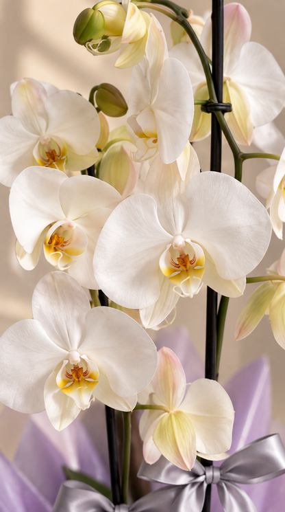 Ivory Lilac Elegance Çift Dallı Beyaz Orkide