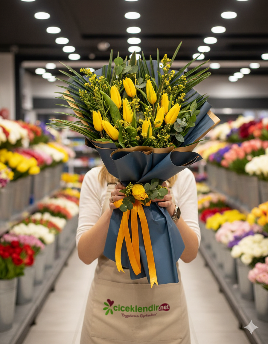 Sunny Bloom Sarı Lale Buketi Enerjisiyle Güneşi Taşıyan Laleler - Çiçeklendir