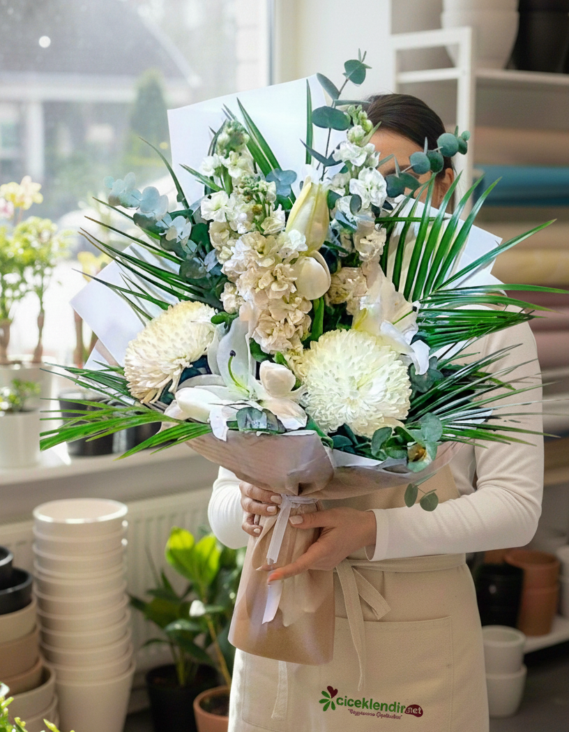 Ivory Breeze Kasımpatı&Şebboy,Lilyum Buketi