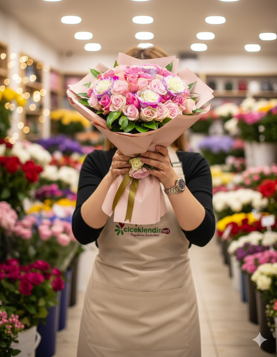 Rosy Dream Pembenin Tonları Gül Buketi - Çiçeklendir