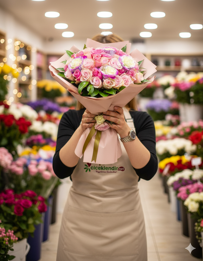 Rosy Dream Pembenin Tonları Gül Buketi - Çiçeklendir