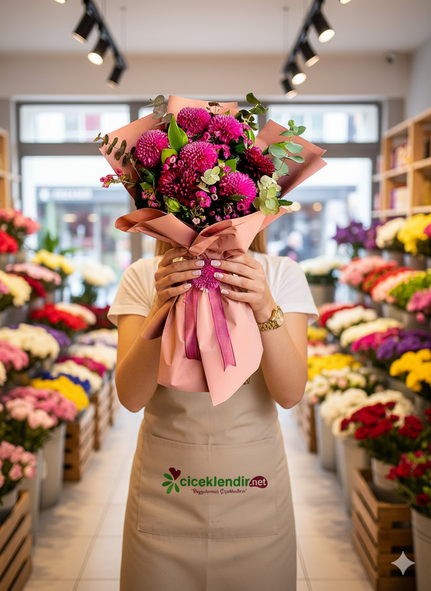 Fuchsia Bloom Mor Anastasia Buketi