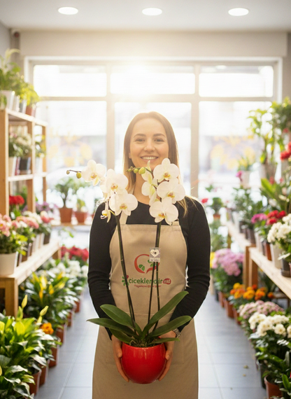 Orange Glow Orchid – Turuncu Işıltı Çift Dallı Orkide